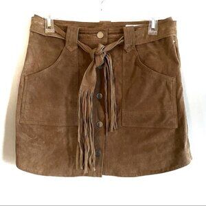 BLANK NYC Sueded Leather Skirt with Belt